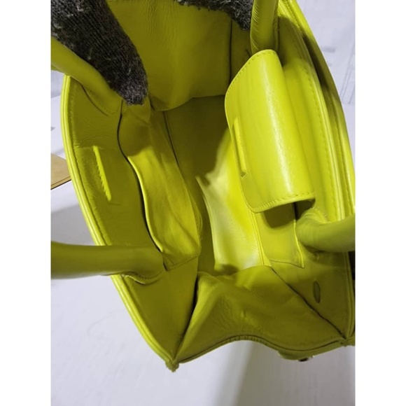 Authentic Christian Dior Leather Mini Diorever Top Handle Bag Neon - Picture 12 of 13